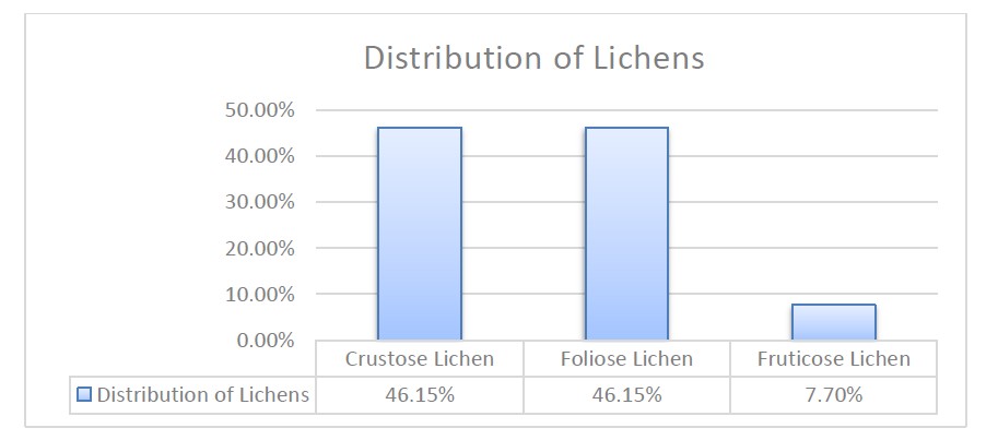 Distribution of lichen growth forms