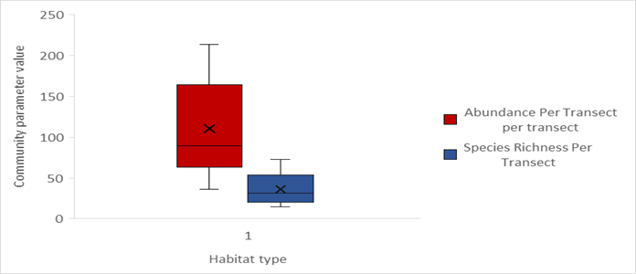 Abundance and Species richness of butterfly species per transect in the study area